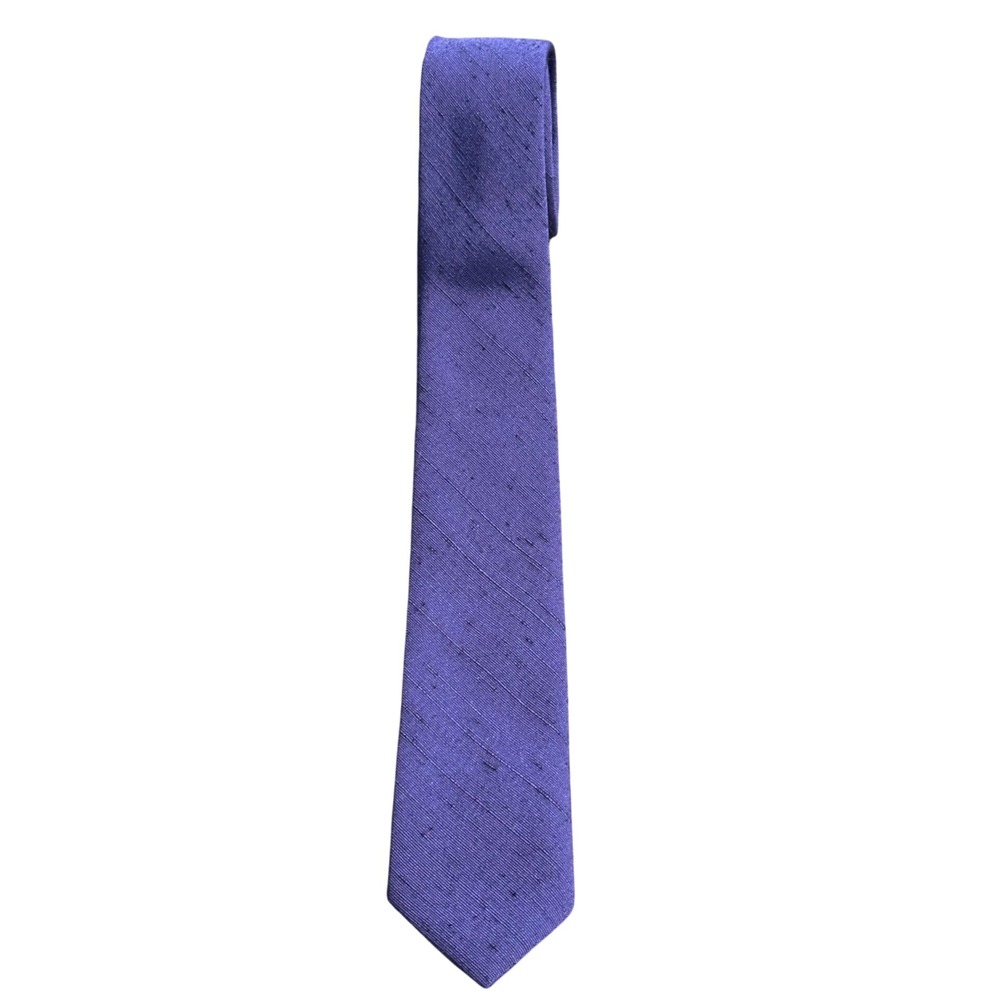 Vintage BBB NYC Mens Skinny Tie Purple Textured Slub Made in USA Retro Slim